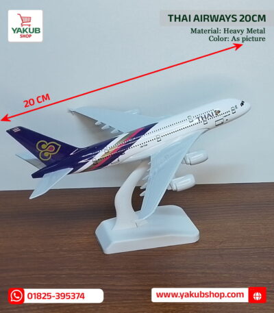 Thai Airways Model Plane,Airbus A380 Metal Model 20cm,Thai Airways Diecast Toy,Heavy Metal Airplane,Travel Agency Desk Decor BD,Thai Airways Souvenir Bangladesh,Plane Model Shop Dhaka,Royal Orchid Plane Model,Metal Aircraft Model for Gift,Miniature Airbus A380,Yakub Shop Plane Collection,Corporate Gift Items BD,